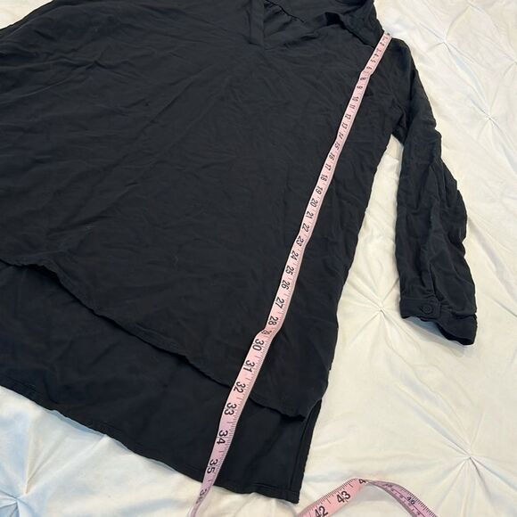 Justfab Women's Black Deep V-Neck Long Sleeves Crinkle Dress Size Medium - Picture 7 of 9